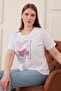تي شيرت أبيض كبير الحجم مطرز ومطبوع - 5