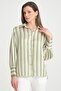 Women's Balloon Sleeve Gather Detailed Oversize Striped Satin Shirt