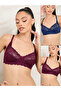 Pack of 2- Non Wired Non Padded All Over Lace Full Cup Bra