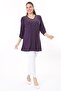 Women's Plus Size Plum Stone Detailed Capri Sleeve Tunic 65N37696 - 3
