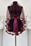 Burgundy Wedding Veil Set, Glass Beads and Sequins Printed Henna Veil Set 6 Pieces - 2