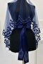Navy Blue Bridal Veil Set, Glass Beads and Sequins Printed Henna Veil Set 6 Pieces - 3