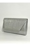 Women's Laser Silver Evening Dress Clutch Chain Strap Handheld Wedding Engagement Night Shoulder Bag - 2