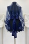 Navy Blue Bridal Veil Set, Glass Beads and Sequins Printed Henna Veil Set 6 Pieces - 2