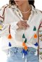 Women's Floral Ethnic Embroidered Vintage White Cotton Blouse - 3