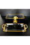 2-Piece Pasabahce Crystal Metal Leg Gilded Baton Presentation Holder - 3