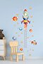 Space Rocket Themed Height Meter 80 Pieces Kids Room Pastel Color Wall Sticker Set - 2