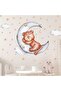Sleeping Cute Tiger And 70 Pieces Star Pastel Color Children's Room Wall Sticker Set