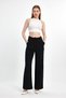Flexible Fabric - Women's Palazzo Trousers with Pleats and Belt - 5