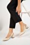 Women's Leather Heeled Classic Casual Shoes - 3