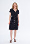 Dress with Buttons Black Color Short Sleeve - 7