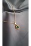 Woman's Green Baguette Stone Heart Necklace