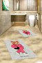Digital Printed Washable Non-Slip Teddy Bear Patterned Double Bathroom Rug Mat Toilet Set - 6