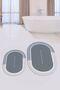 Digital Printed Washable Bathroom Written Oval Bath Mat Toilet Set, OKLZT-1-GRAY, - 2