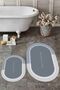 Digital Printed Washable Bathroom Written Oval Bath Mat Toilet Set, OKLZT-1-GRAY, - 3
