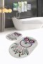 Digital Non-Slip Washable Owl Pattern Oval Bathroom Set Toilet Set, GRAY - 5