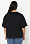 Siyah Kalp Aksesuar Detaylı Oversize/Bol Kesim %100 Pamuk Örme T-shirt TBBSS24BF00008 - 6