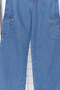 Koyu Mavi Kız Çocuk Wide Leg Kargo Cepli Pamuklu Lastikli Denim Pantolon Jean TKDSS24PL00001 - 6