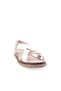 Women's Cross Strap Velcro Sandals Beige Silver Genuine Leather 4113243 - 2