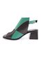 Thick Heeled Toe Low-Cut Sandals Grass Green Genuine Leather 2101143219 - 3