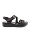 Black Genuine Leather Women's Sandals - Velcro, Model 183244