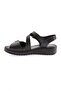 Black Genuine Leather Women's Sandals - Velcro, Model 183244 - 3