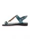 Petrol Color Genuine Leather Women's Sandals - Leaf Detail, Flip Flops 3223218 - 3