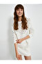 Crew Neck Sweatshirt Mesh Detailed Long Sleeve Ribbed - 2