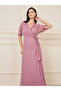 Dobby Batwing Sleeves Wrap Maxi Dress - 2