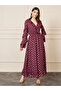 Foil Print Ruffle Detail Layer Sleeves A-Line Maxi Dress
