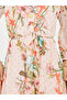 Floral Print Button Loop Closure Tiered Maxi Dress with Self Tie Up - 3
