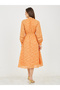 Burnout Texture Smocked Waist A-Line Midi Dress - 4
