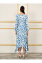 Leaf AOP Front Twist Detail A-Line Maxi Dress - 4