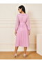 Accordion Pleat Ruffle Trim Wrap Midi Dress - 4