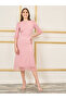 Embellished Mesh Trim Shift Midi Dress with Pocket Detail - 2