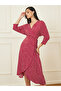 Jacquard Print Notch Lapel Neck Midi Dress - 5
