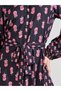 Floral Print Shirt Midi Dress with Waist Tie Up - 3