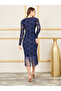 Floral Jacquard Tassel Asymmetric Hem Midi Dress - 4