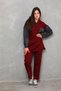 Women's Sleeveless Denim Detailed Sports Two-Piece Set Burgundy - 3