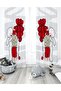 Girl Patterned Children's Room Curtain with Red Balloons and Teddy Bear (Single Wing Pricing)