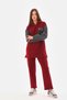 Women's Sleeveless Denim Detailed Sports Two-Piece Set Burgundy - 4