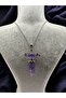 Amethyst Natural Stone Angel Pendant (Steel Chain) - 3