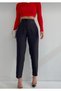 Black High Waist Cuffed Trousers
