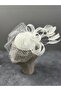 Elegant Bridal Wedding Hat with Ribbon and Feathers, White - 4