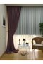Plum Solid Color Linen Background Curtain, 1/3 Close Pleat, Single Wing - 3