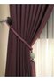 Crown Plum Solid Color Linen Background Curtain, 1/2 Sparse Pleat, Single Wing - 6
