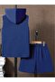 Children's Label Printed Sleeveless Hooded T-Shirt and Shorts Bottom Top Set - 3