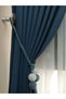 Blue Linen Background Curtain - 1/3 Close Pleat, Single Wing - 5