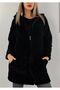 Black Hooded Fluffy Jacket - 2