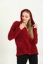 Welsoft Zippered Hoodie Short Fleece Claret Red - 6